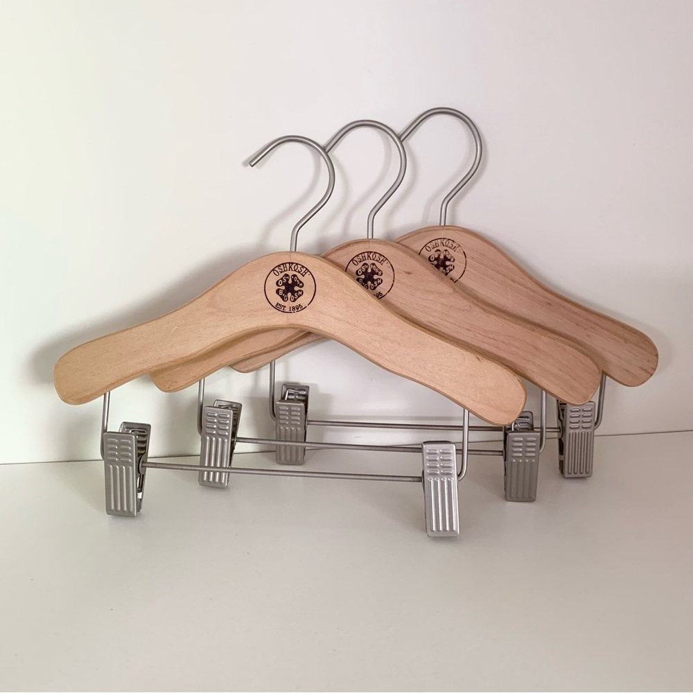 Vintage Oshkosh b gosh wood and matte Steele hangers